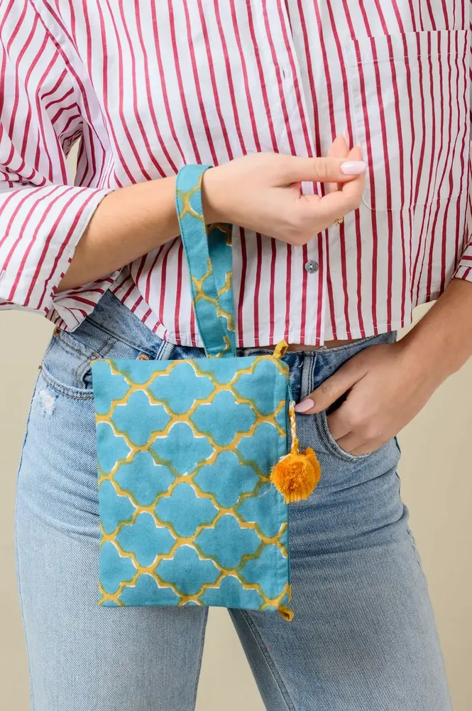 Bags and totes - Blue & Gold Pouch Bag - KORES ACCESSORIES