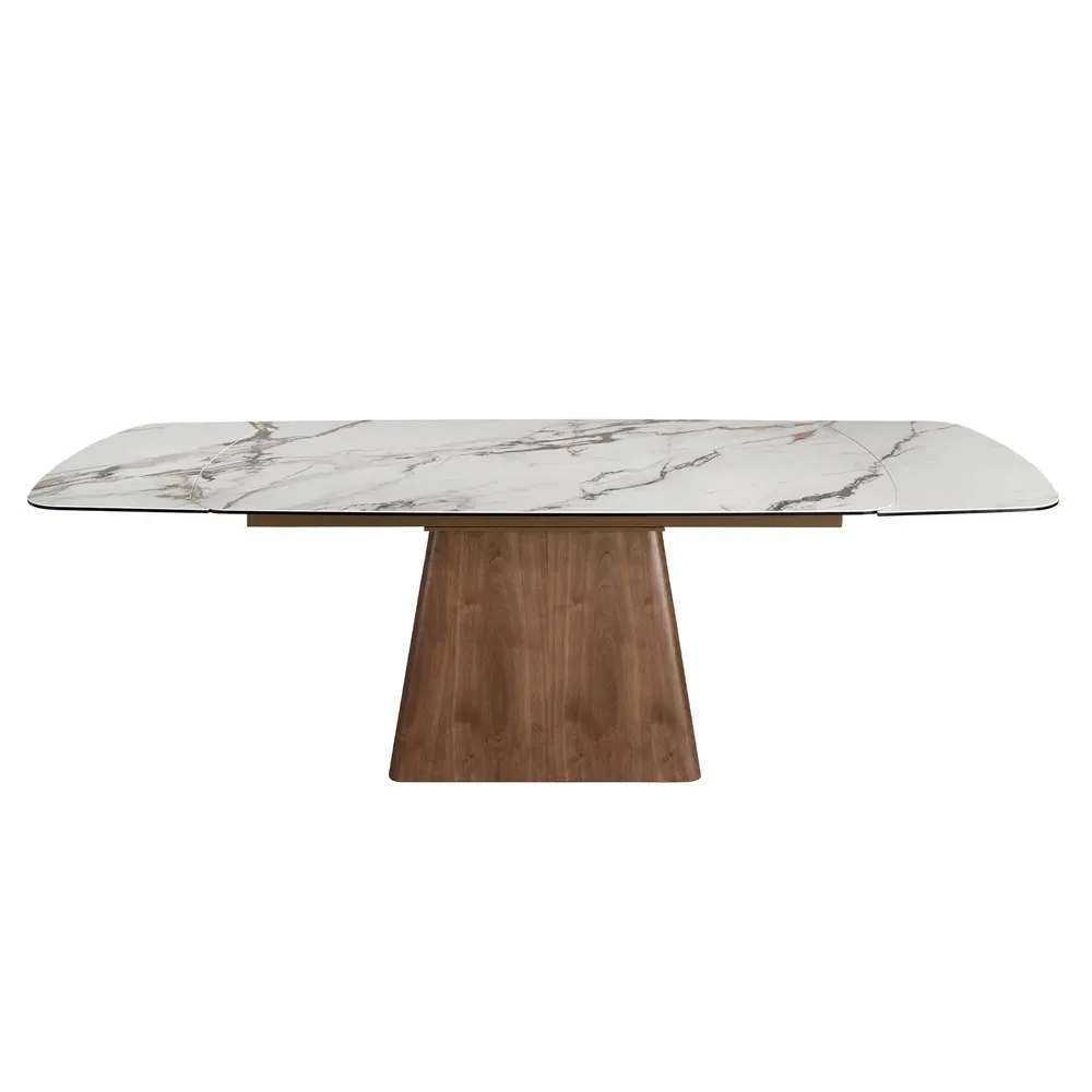 Dining Tables - Rectangular extending dining table in porcelain marble and walnut wood - ANGEL CERDÁ