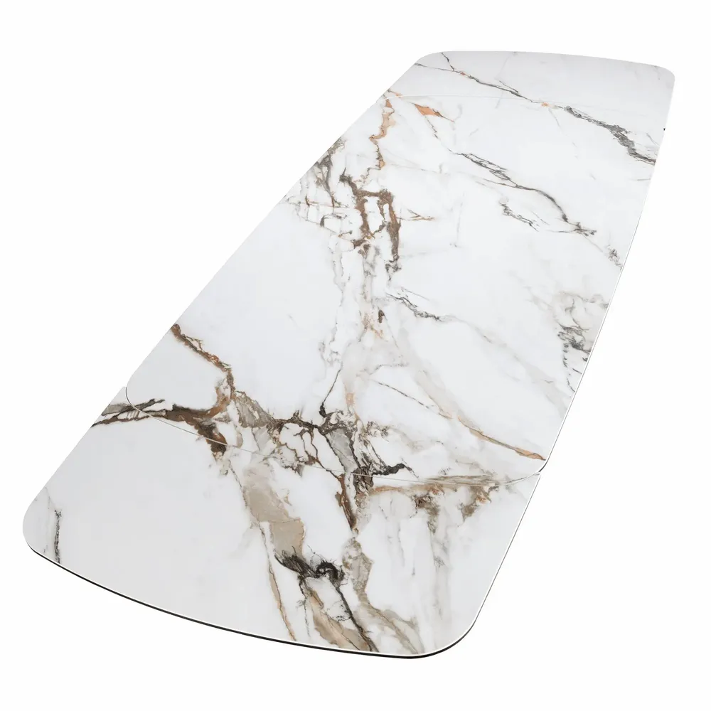 Dining Tables - Rectangular extending dining table in porcelain marble and walnut wood - ANGEL CERDÁ