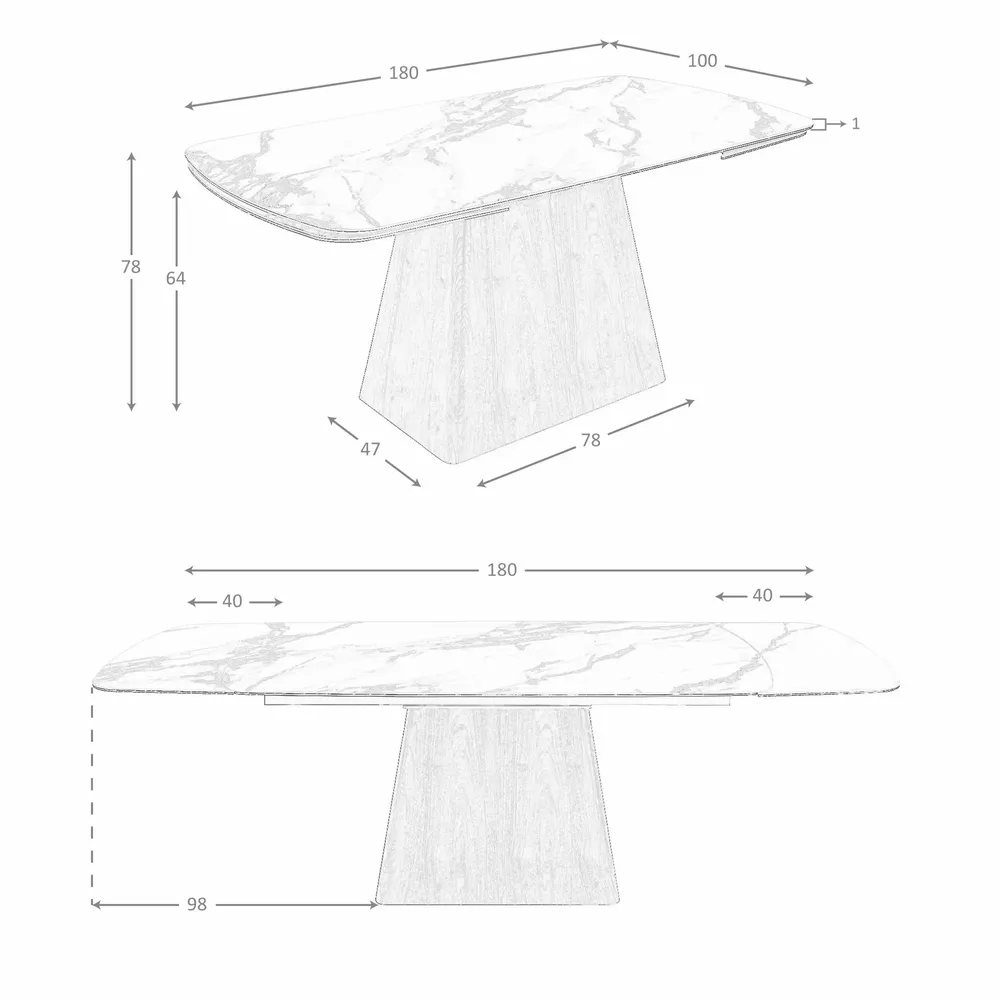 Dining Tables - Rectangular extending dining table in porcelain marble and walnut wood - ANGEL CERDÁ