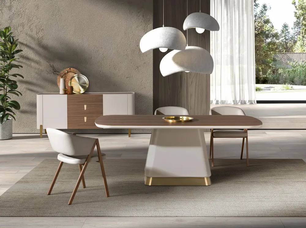Dining Tables - Rectangular dining table in walnut and beige wood - ANGEL CERDÁ