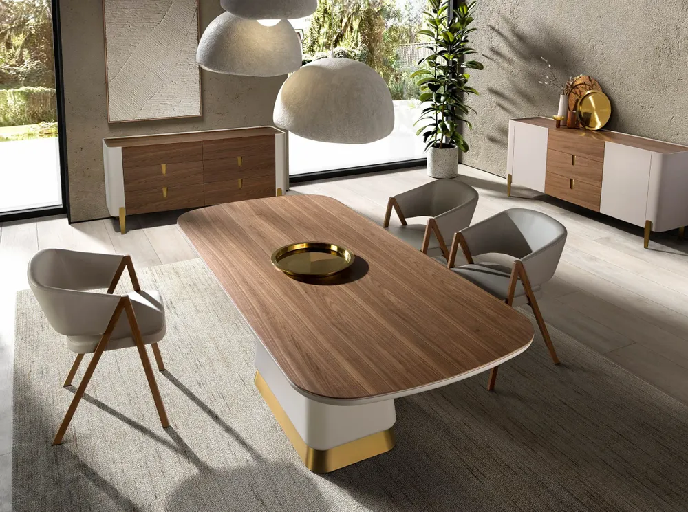 Dining Tables - Rectangular dining table in walnut and beige wood - ANGEL CERDÁ