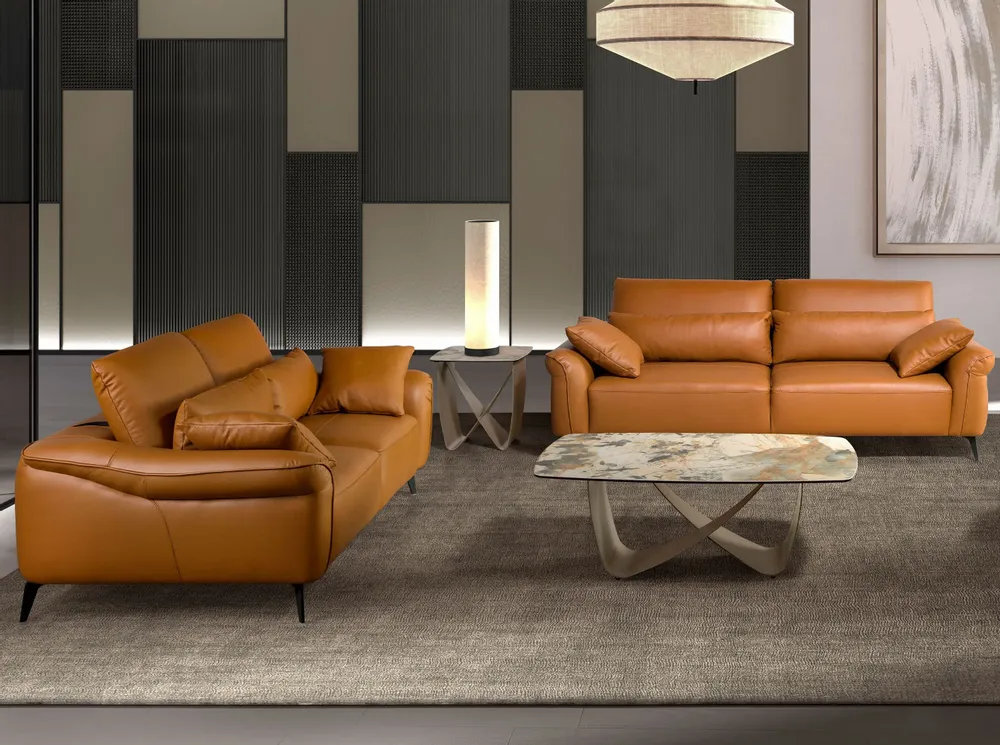 Coffee tables - Square corner table in porcelain marble and metallic taupe steel - ANGEL CERDÁ