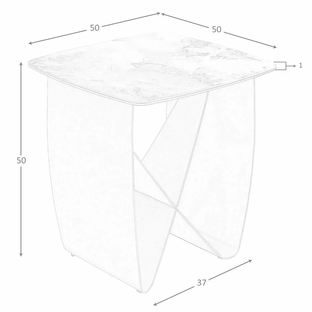 Coffee tables - Square corner table in porcelain marble and metallic taupe steel - ANGEL CERDÁ