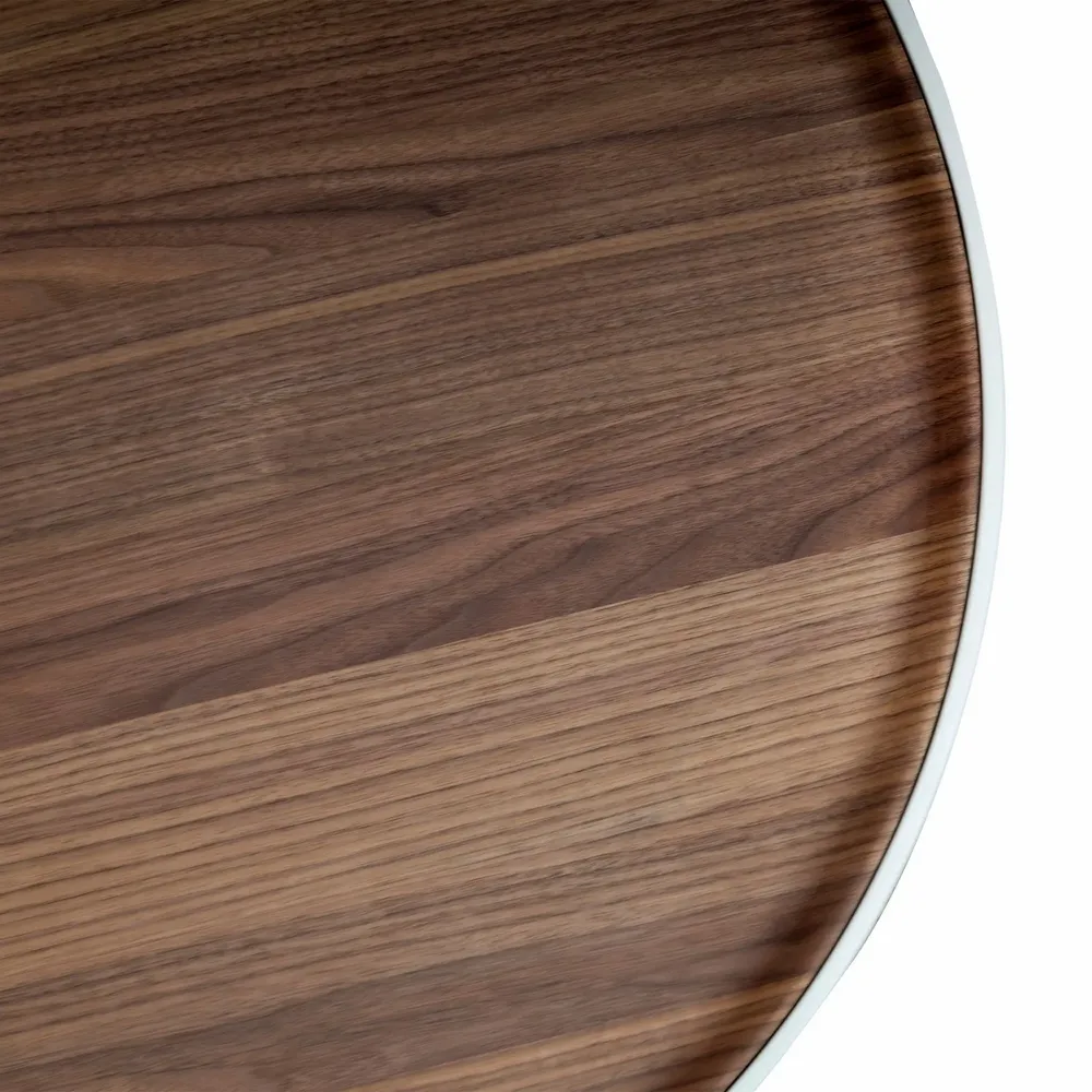 Tables basses - Table d'angle ronde en noyer, bois beige et acier poli plaqué or - ANGEL CERDÁ