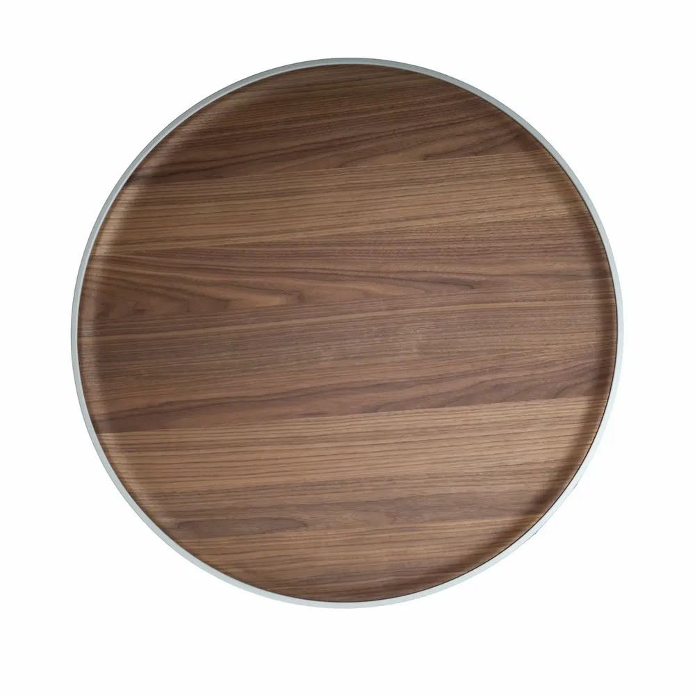 Tables basses - Table basse ronde en noyer, bois beige et acier poli doré - ANGEL CERDÁ