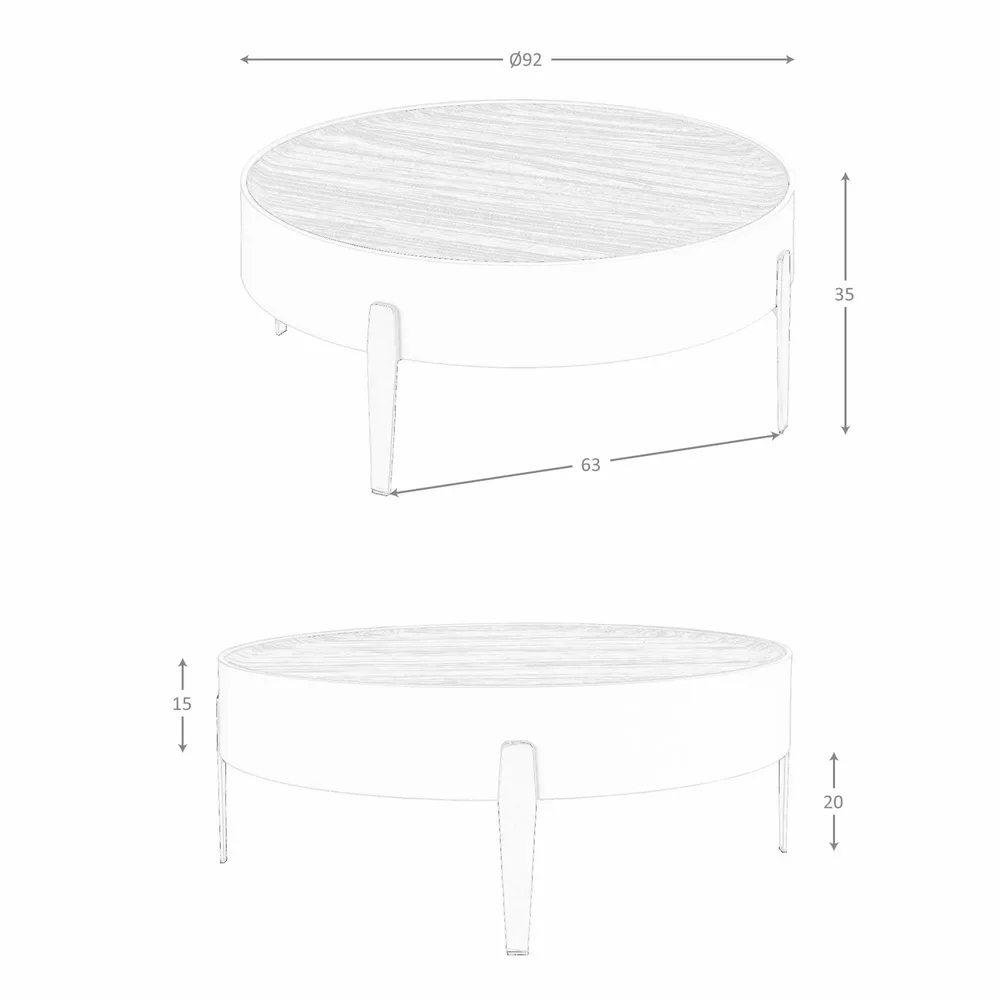 Tables basses - Table basse ronde en noyer, bois beige et acier poli doré - ANGEL CERDÁ