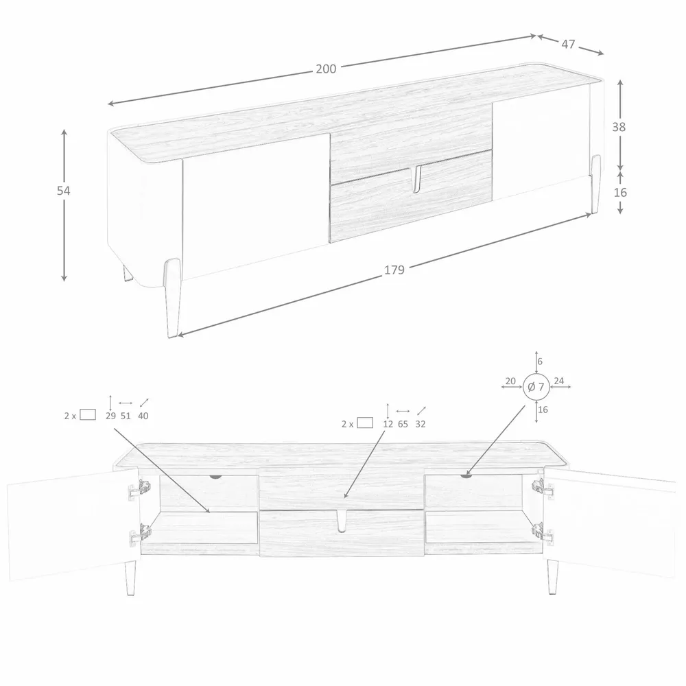 Meubles TV - Meuble TV en bois beige, acier poli doré et plateau en noyer - ANGEL CERDÁ