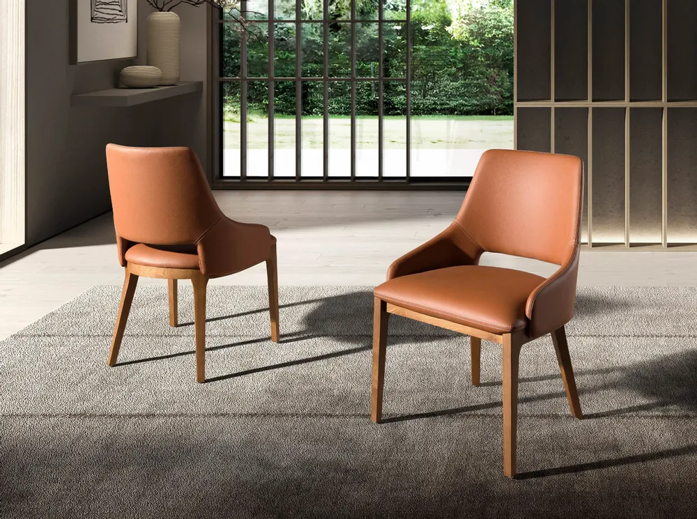 Chaises - Chaise en similicuir marron - ANGEL CERDÁ