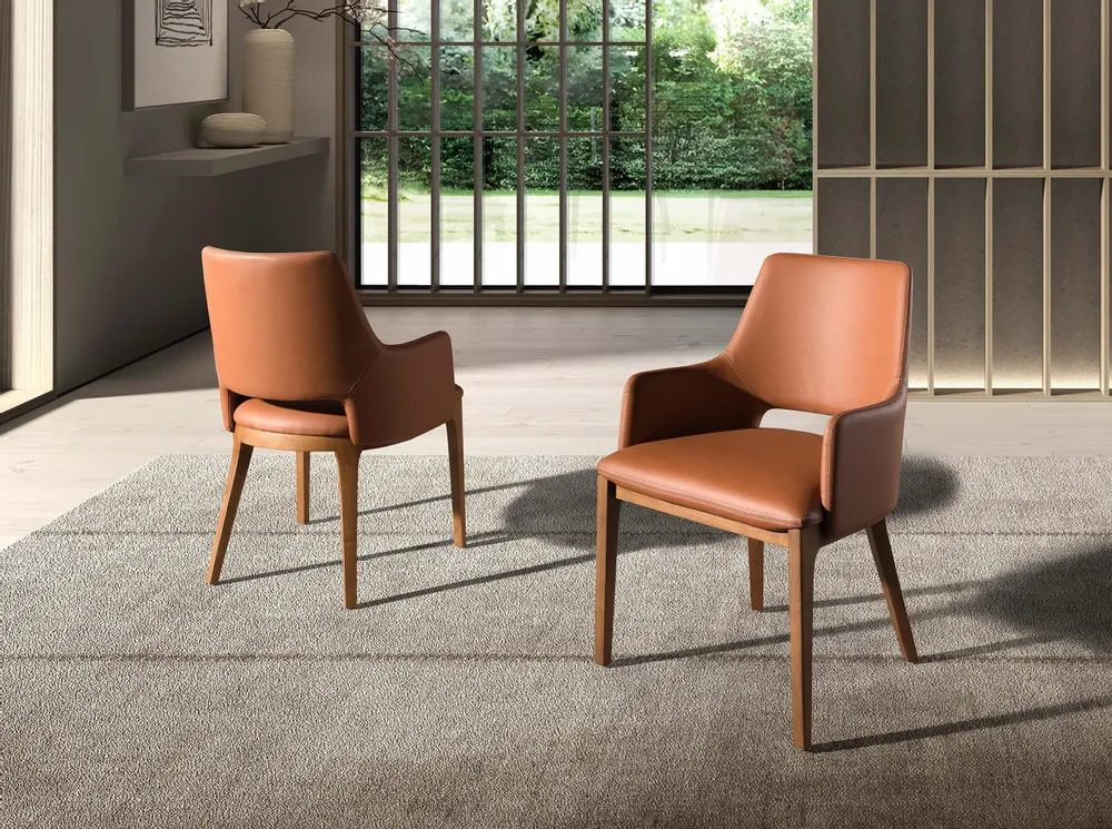 Chaises - Chaise en similicuir marron - ANGEL CERDÁ