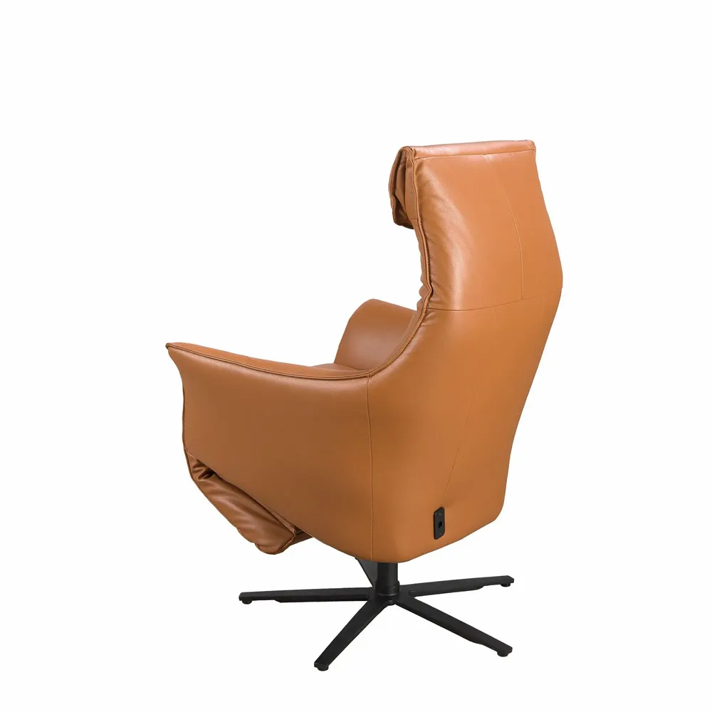 Chaises longues - Fauteuil pivotant en cuir brun - ANGEL CERDÁ