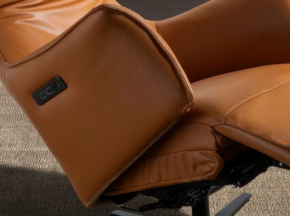 Chaises longues - Fauteuil pivotant en cuir brun - ANGEL CERDÁ