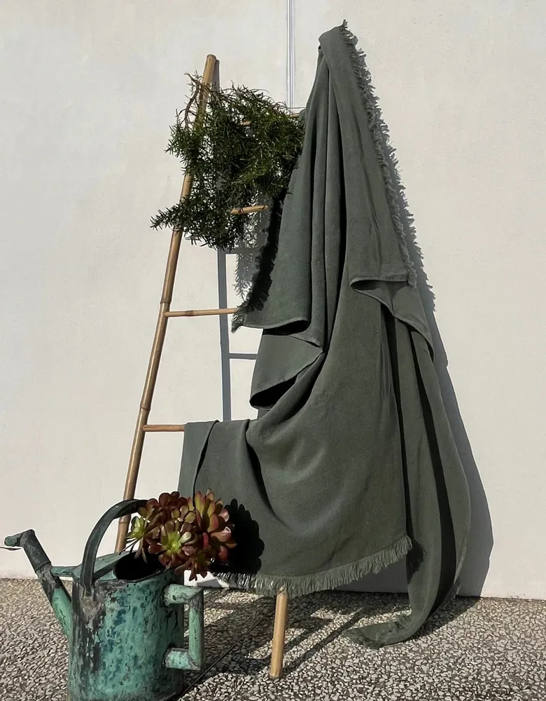 Serviettes de bain - Drap de plage Biface Premium coton Bio - Sauge - ATELIER DUNE