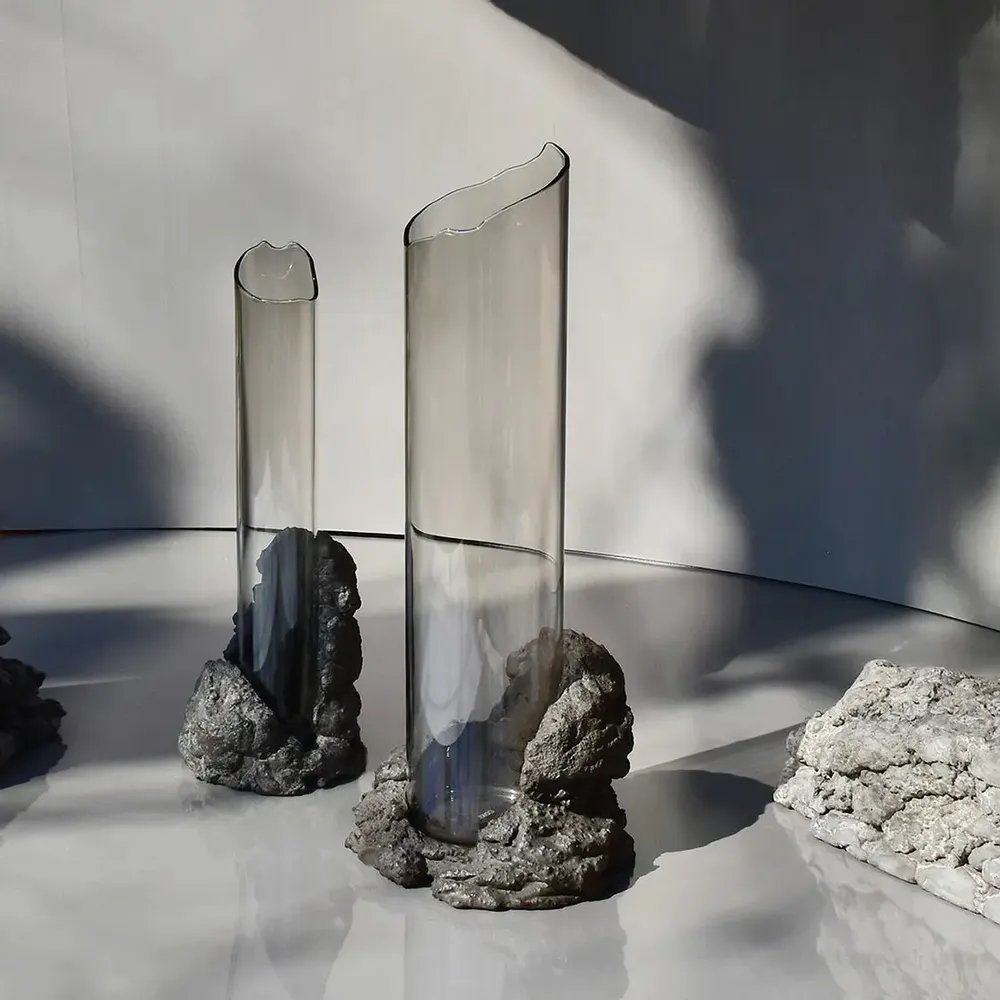 Vases - CATHARSIS  Sculptural statement vase, in glass and stone - COKI