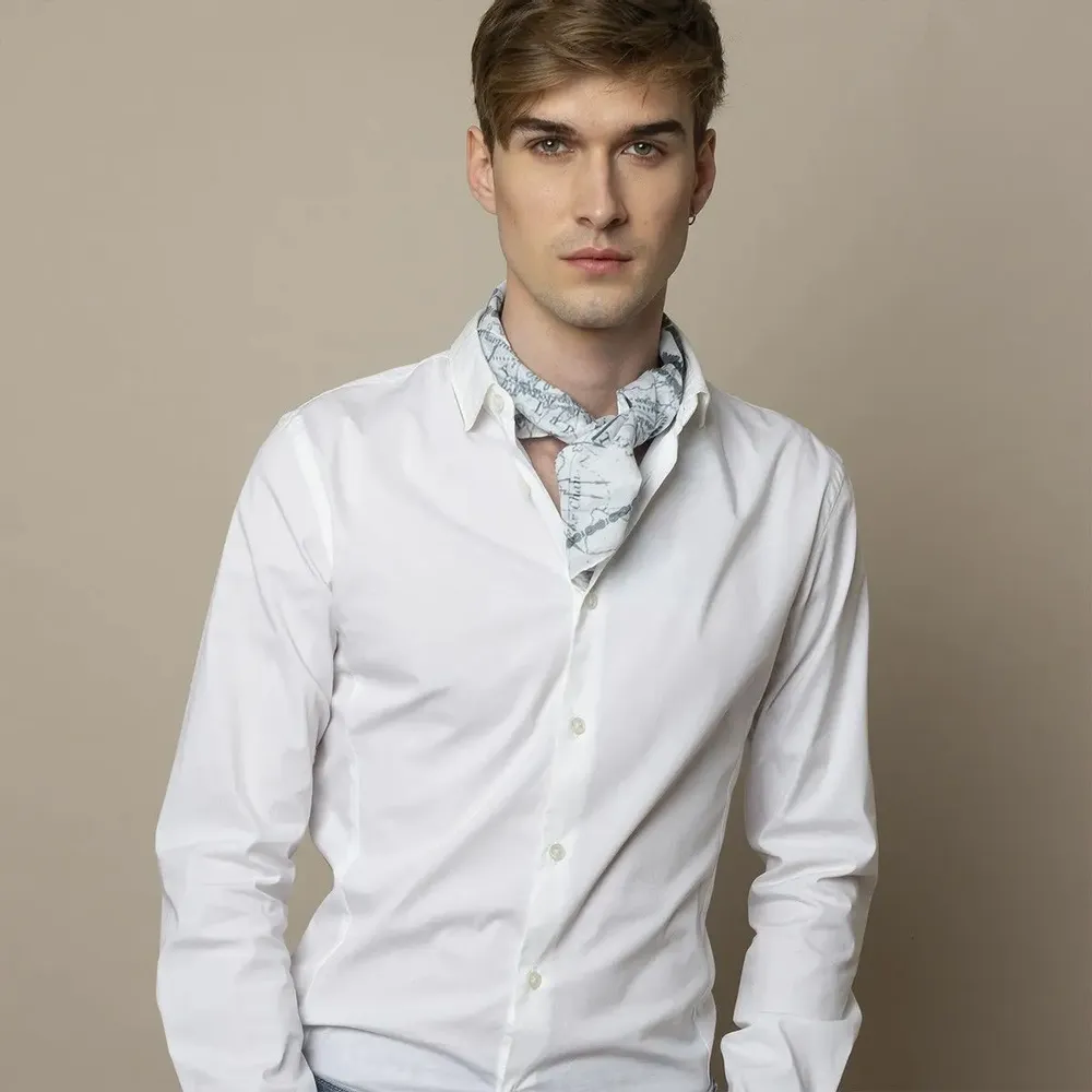 Scarves - PORTE BONHEUR white organic cotton bandana - MONSIEUR CHARLI