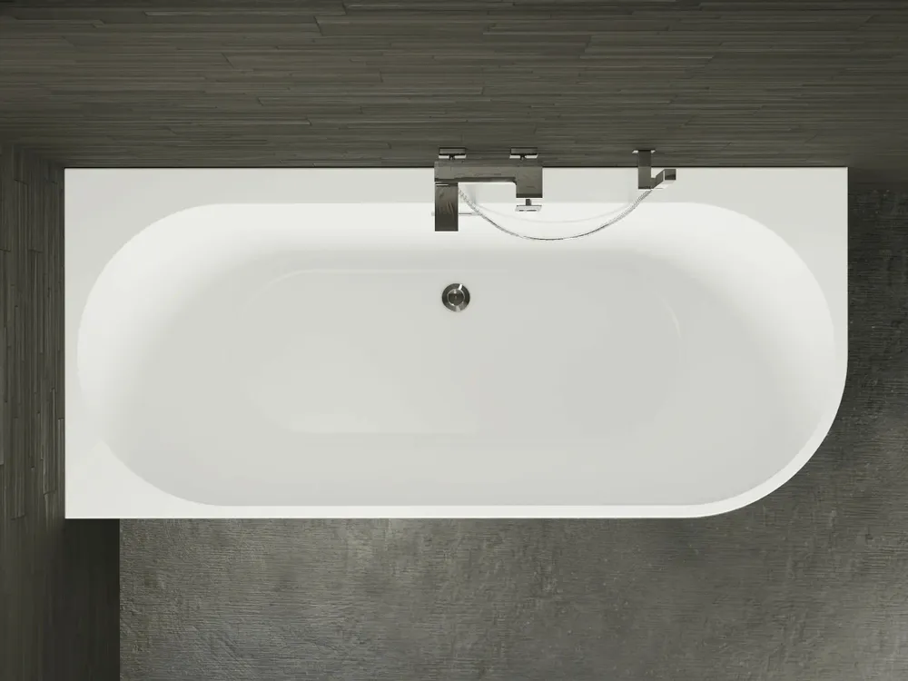 Bathtubs - SEMI-FREESTANDING WALL-MOUNTED BATHTUB CAPRI LEFT 160X76CM, BY SPALINA - SPALINA