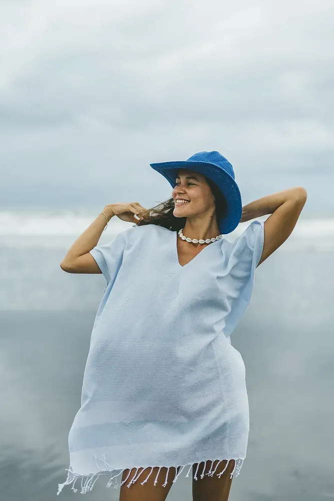 Hammams - Poncho de plage cotton Turc avec col en V profond - MON ANGE LOUISE