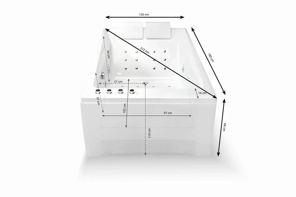 Bathtubs - Whirlpool Bathtub TONSAY DUO Jets 2 People L. 180 x W. 120 cm, SPALINA - SPALINA