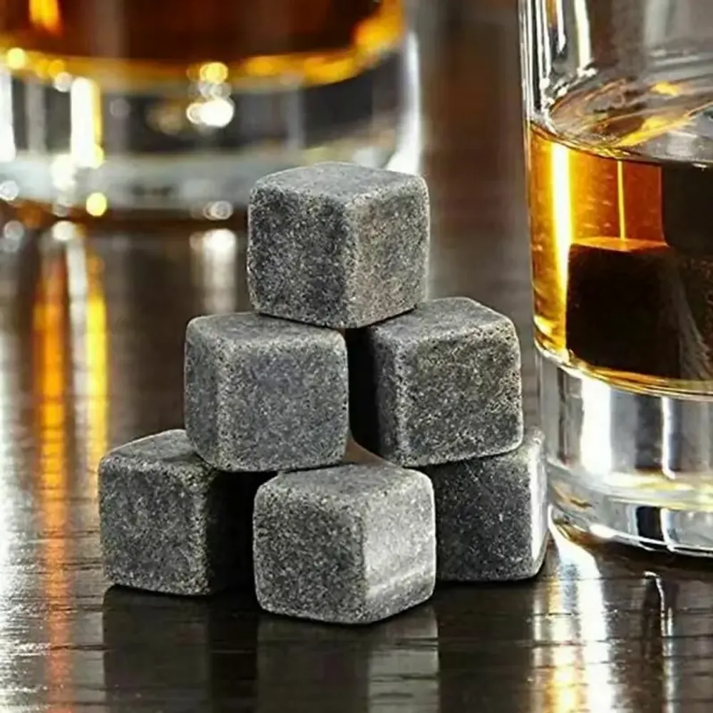Wine accessories - Set of 6 Granite ice cubes with pouch - SOSTRAW & SMARTTHINGS