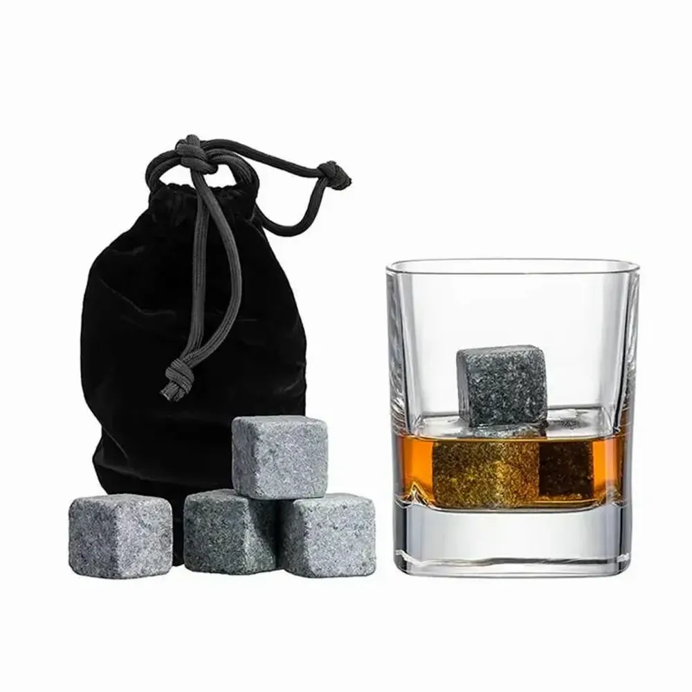 Wine accessories - Set of 6 Granite ice cubes with pouch - SOSTRAW & SMARTTHINGS