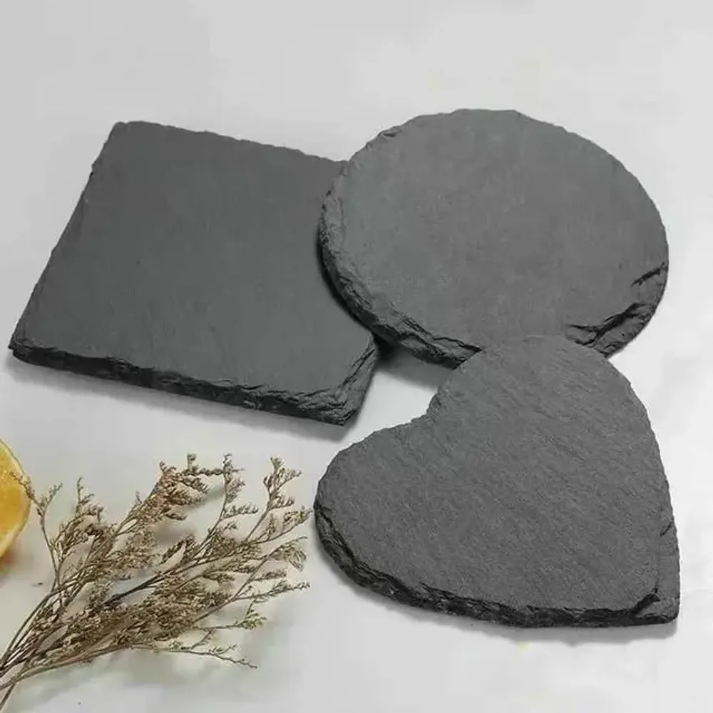 Dessous de plat - Dessous de verre en ardoise - Cœur, carré ou rond - SOSTRAW & SMARTTHINGS
