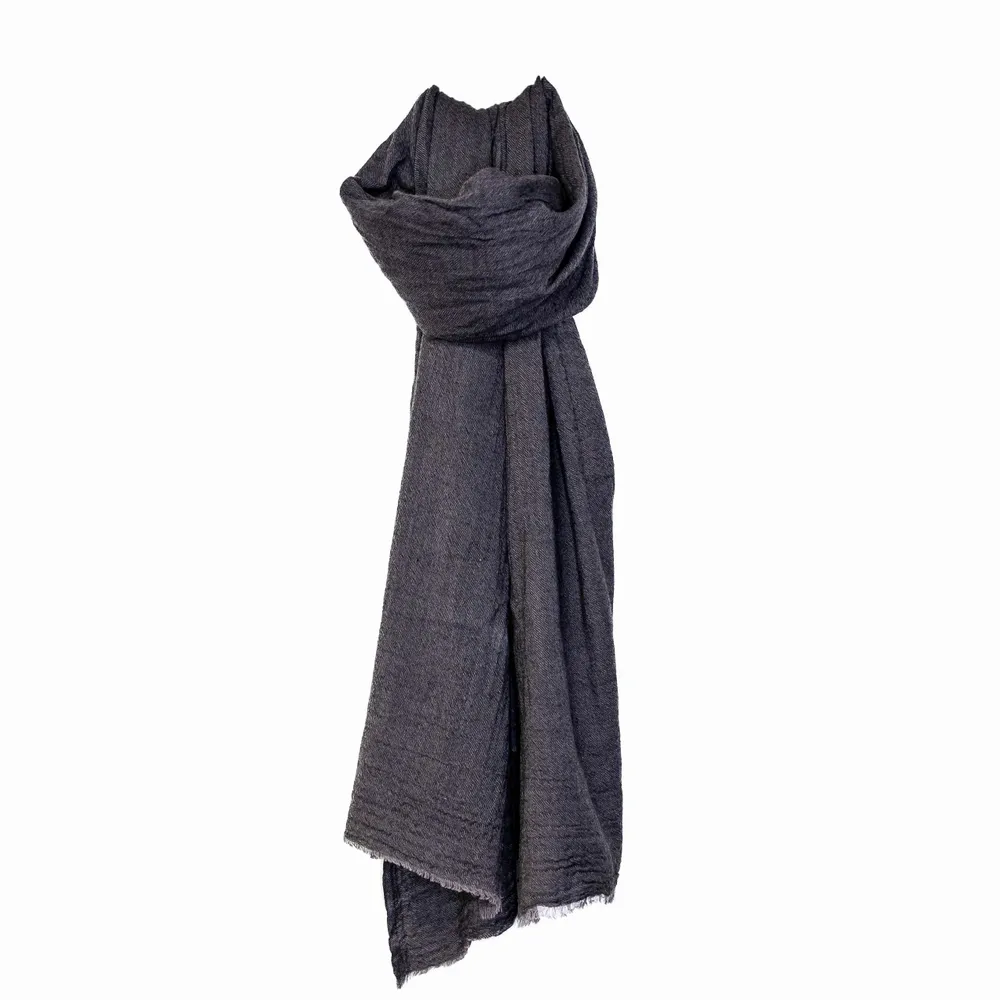 Scarves - SAMIR charcoal wool and silk scarf - MONSIEUR CHARLI