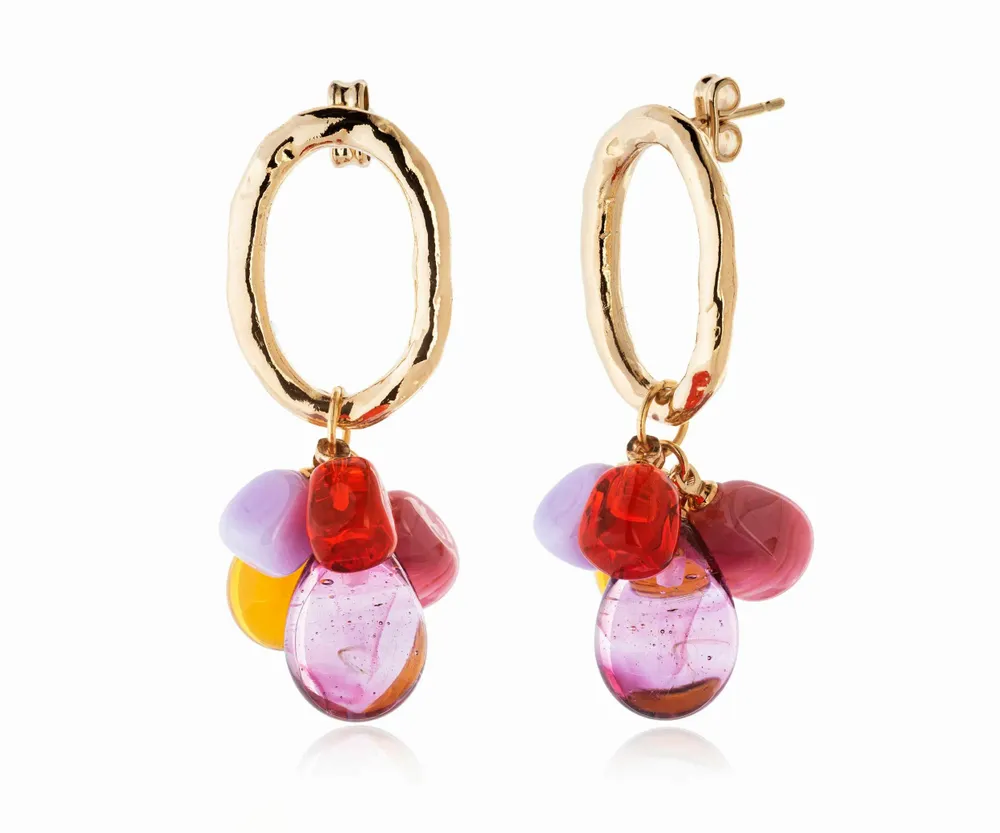 Bijoux - Boucles d'oreilles verre Murano plaqué or artisan Laleti Collection - CHAMA NAVARRO