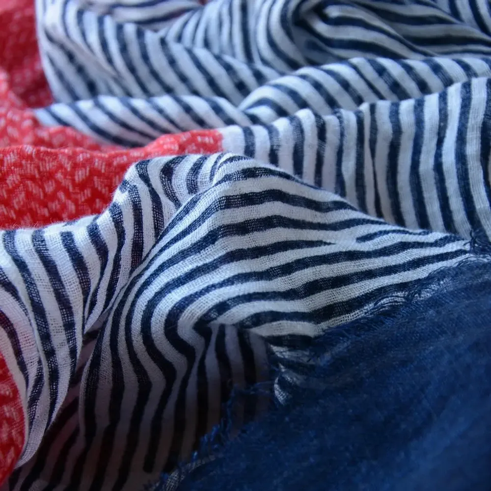 Scarves - GABRIEL printed linen scarf in red - MONSIEUR CHARLI