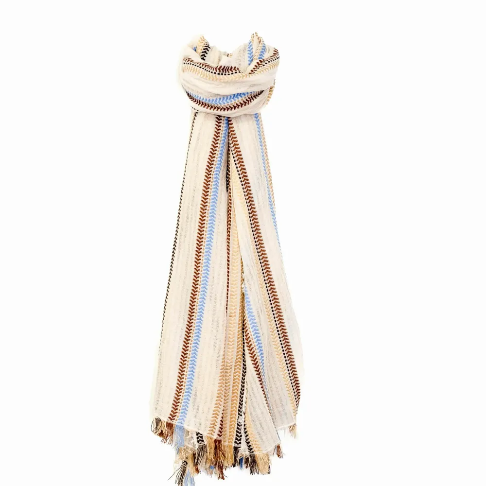 Scarves - ARCHIBALD cream cotton scarf - MONSIEUR CHARLI