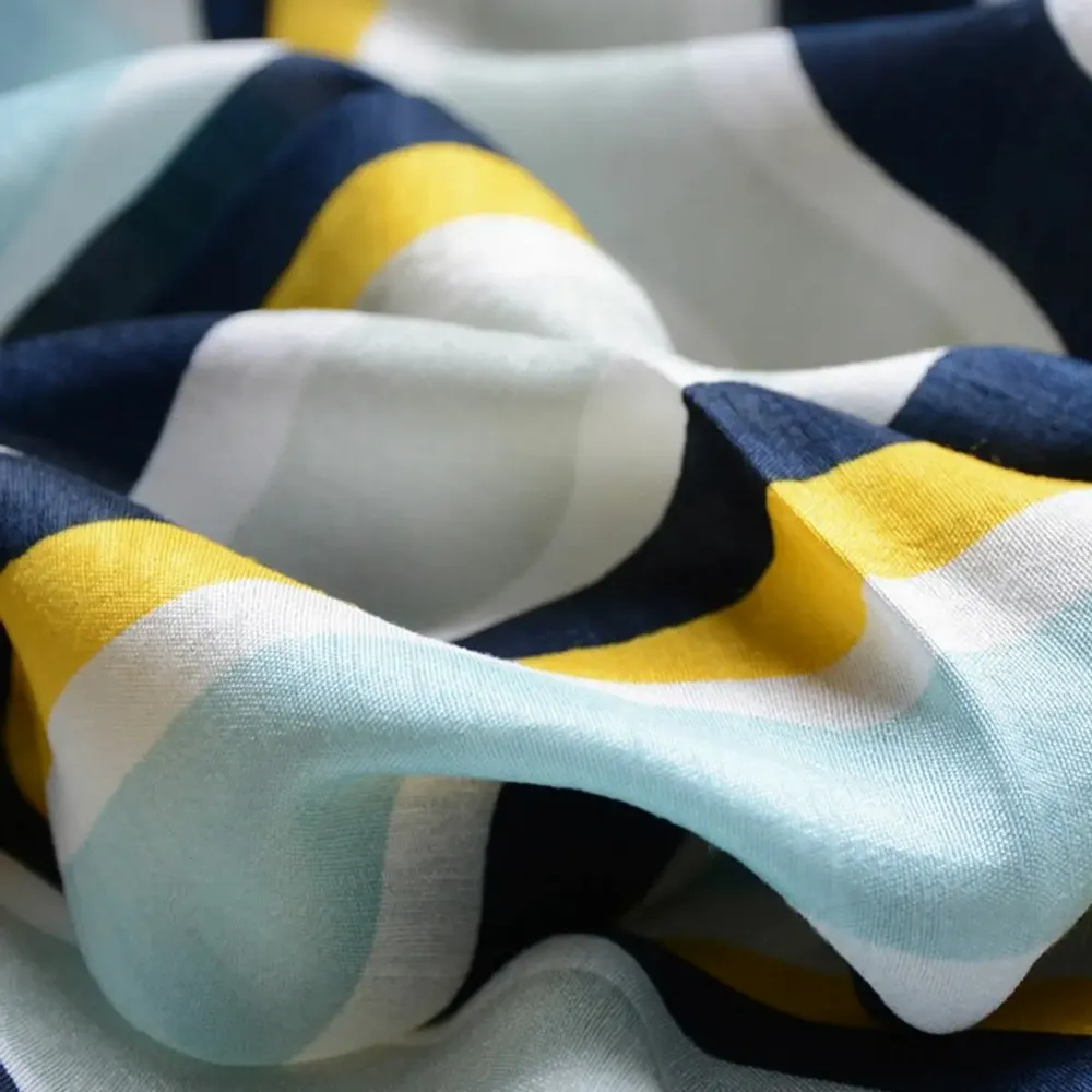Foulards et écharpes - Foulard en viscose imprimé AUGUSTE bleu - MONSIEUR CHARLI
