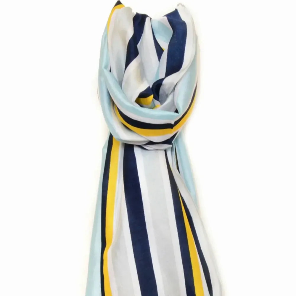 Foulards et écharpes - Foulard en viscose imprimé AUGUSTE bleu - MONSIEUR CHARLI
