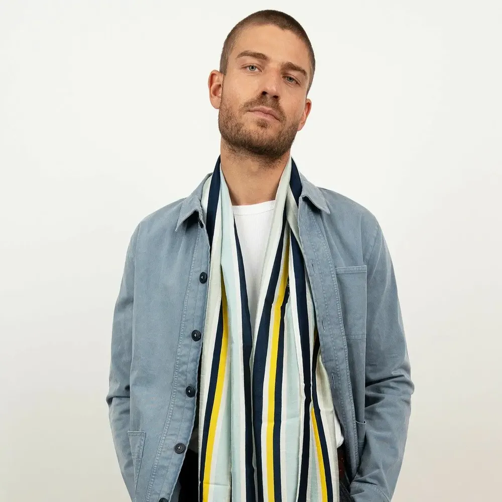 Foulards et écharpes - Foulard en viscose imprimé AUGUSTE bleu - MONSIEUR CHARLI