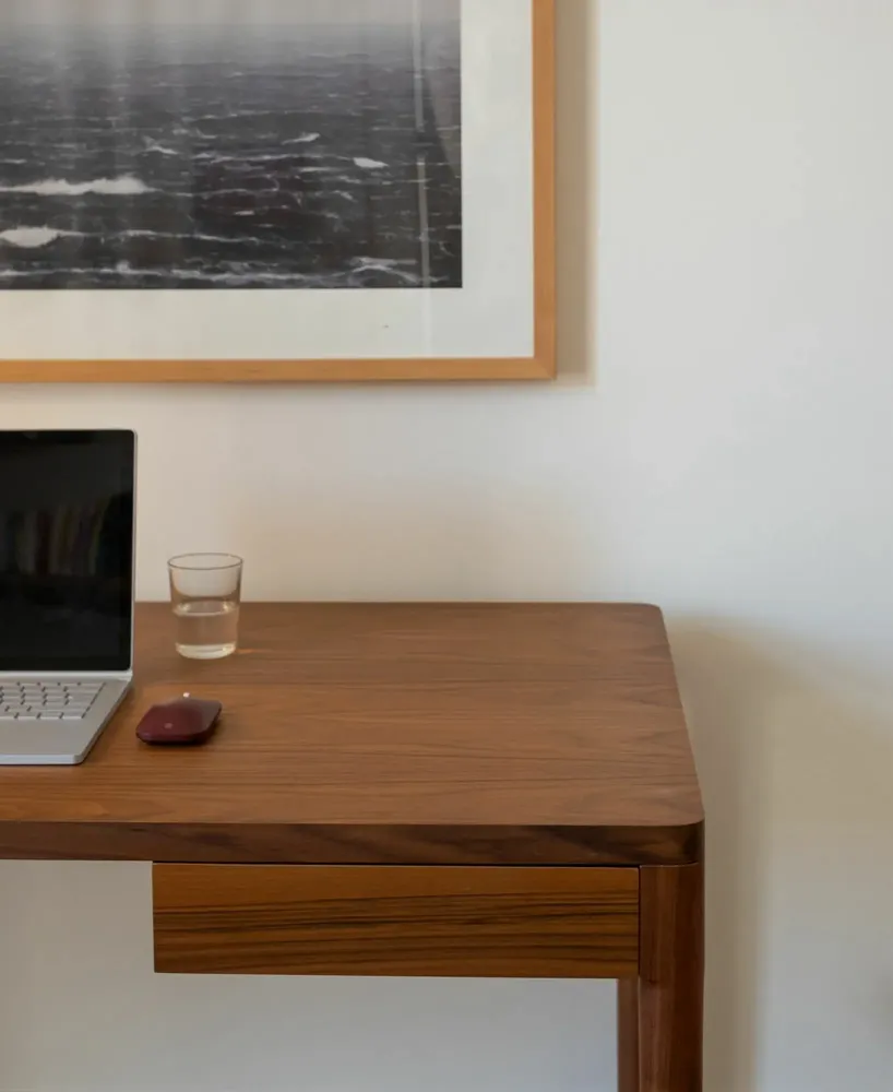 Desks - The Minimalist Modern Front Desk in Walnut  160cm x 80cm - MOR