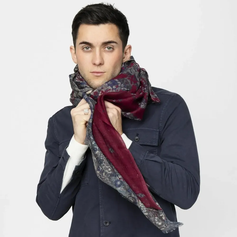 Foulards et écharpes - Chèche en laine GASTON marine - MONSIEUR CHARLI