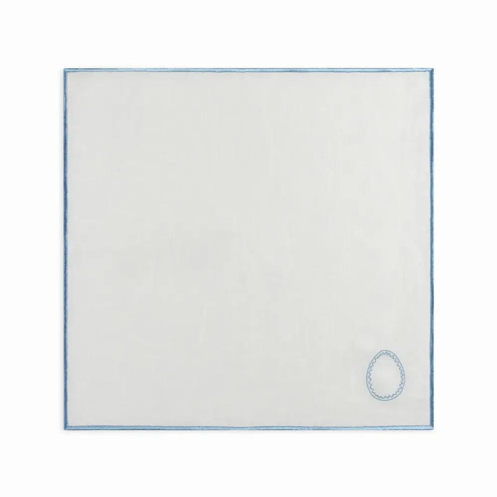 Serviettes - Serviette de Pâques Evergreen | Lin blanc et bleu clair - lot de 2 - BLANK SPACE AMSTERDAM