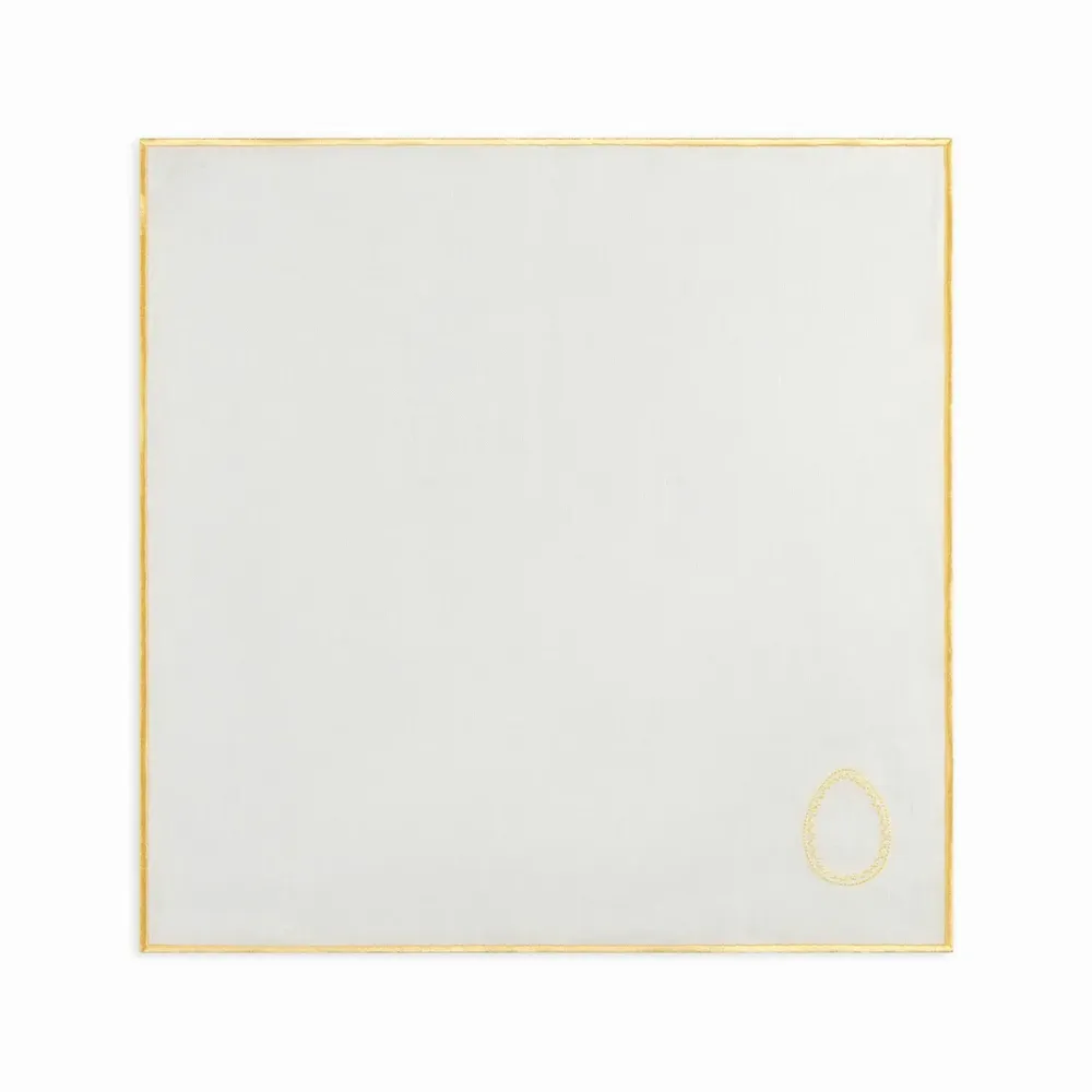 Serviettes - Serviette de Pâques Evergreen | Lin blanc et bleu clair - lot de 2 - BLANK SPACE AMSTERDAM