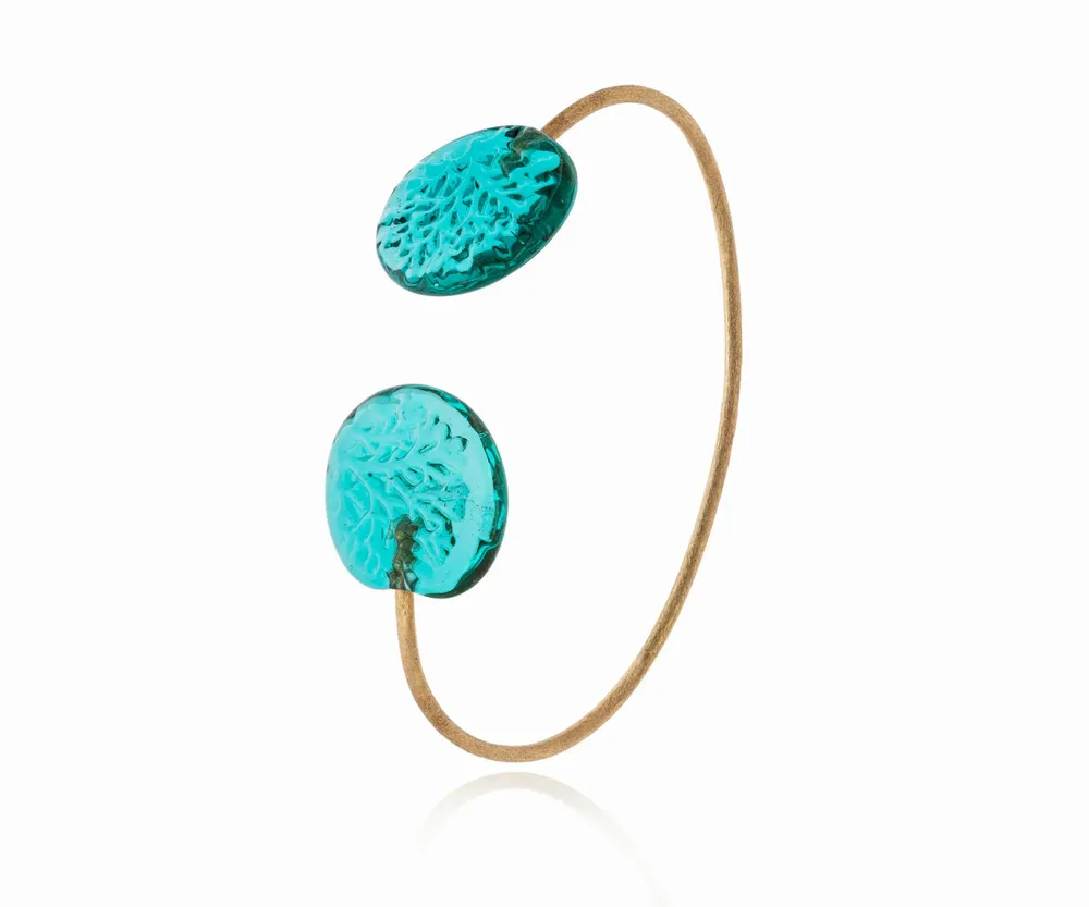 Bijoux - Bracelet en verre Murano gravé à chau Medallas artisan 22k gold plated - CHAMA NAVARRO