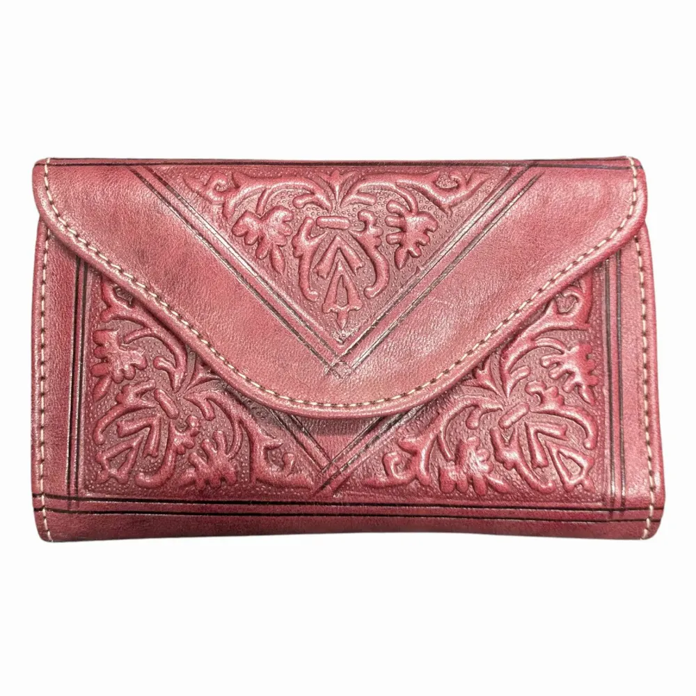 Petite maroquinerie - Petit porte-monnaie en cuir gaufré à trois volets - BERBER LEATHER