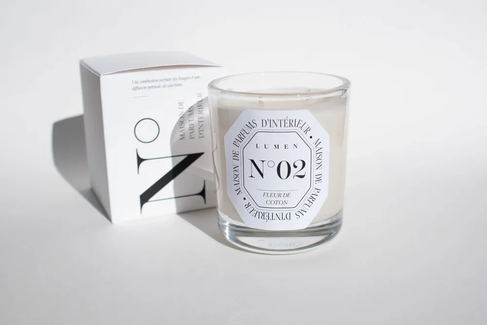 Candles - Natural Scented Candle 180g N°02 - Cotton Flower - LUMEN • MAISON DE PARFUMS D'INTÉRIEUR