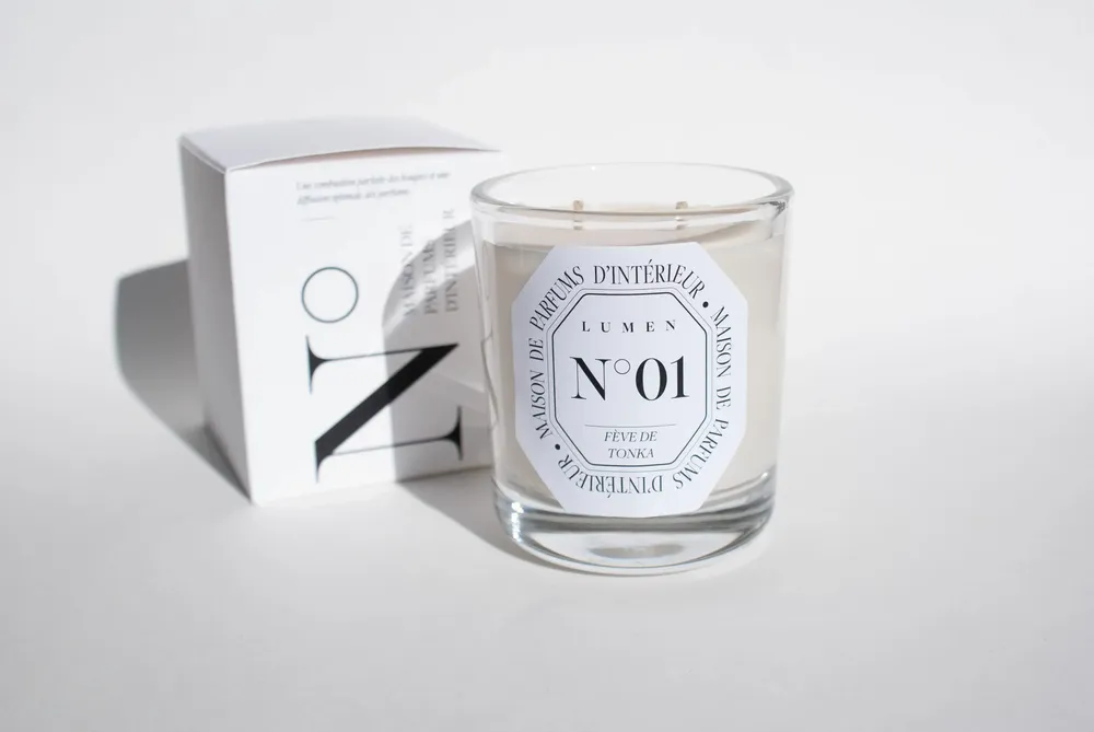 Bougies - Bougie Parfumée Naturelle 180g N°01 - Fève de Tonka - LUMEN • MAISON DE PARFUMS D'INTÉRIEUR
