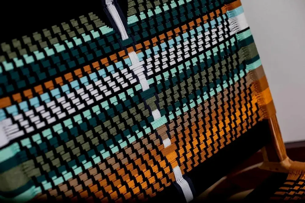 Office seating - Nalago Lounge Chair Verona Weave Black and Orange - NA'LAGO