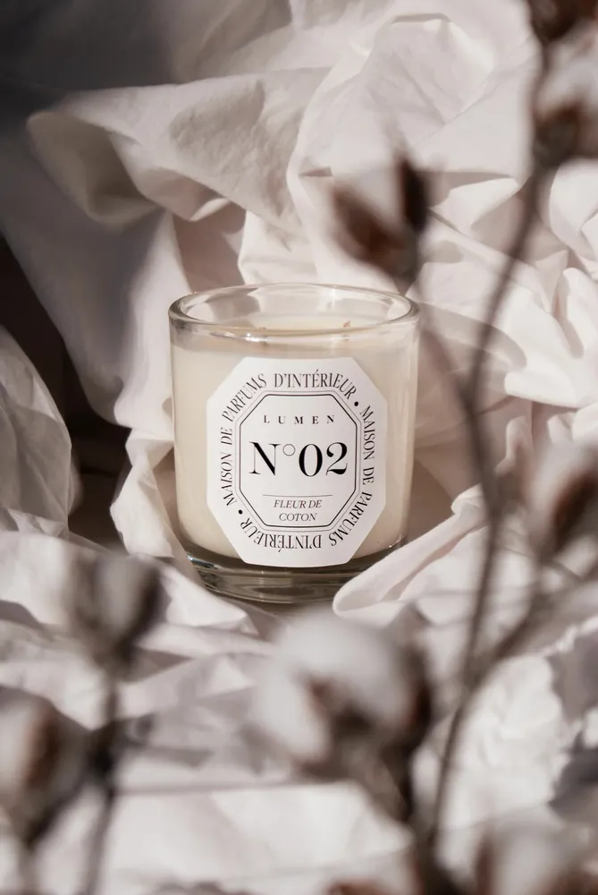 Candles - Natural Scented Candle 180g N°02 - Cotton Flower - LUMEN • MAISON DE PARFUMS D'INTÉRIEUR