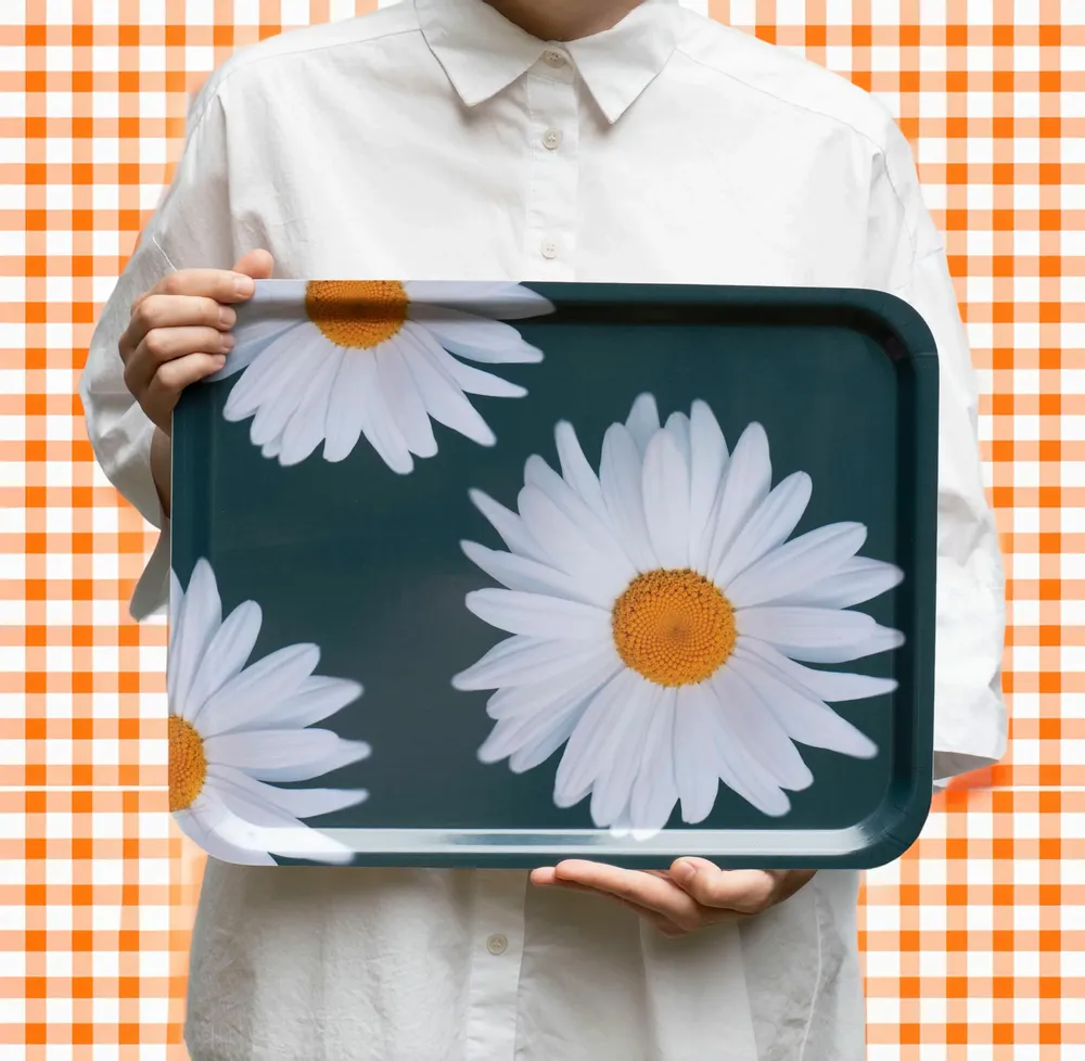 Ustensiles de cuisine - Plateau de service rectangulaire en bois - Marguerite 43x33 cm - MONBOPLATO