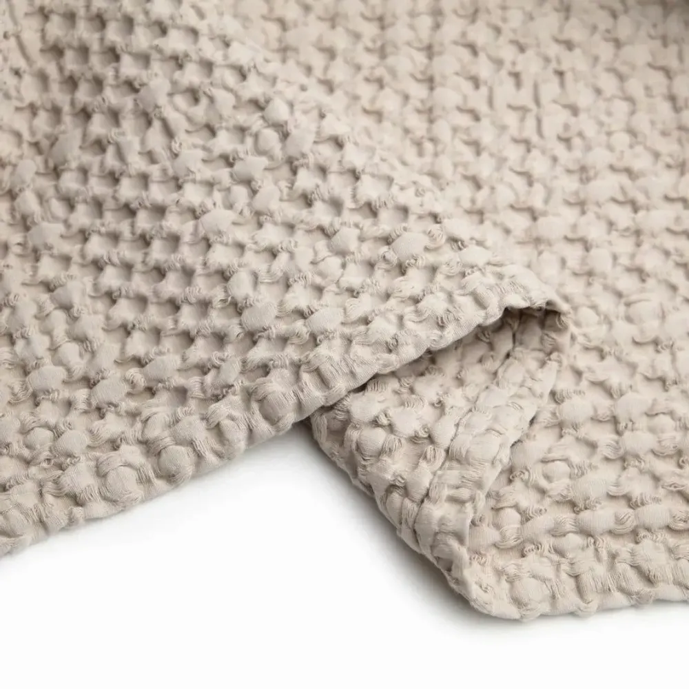 Throw blankets - Organic Cotton Knitted Throw Blanket. Beige - SOWL