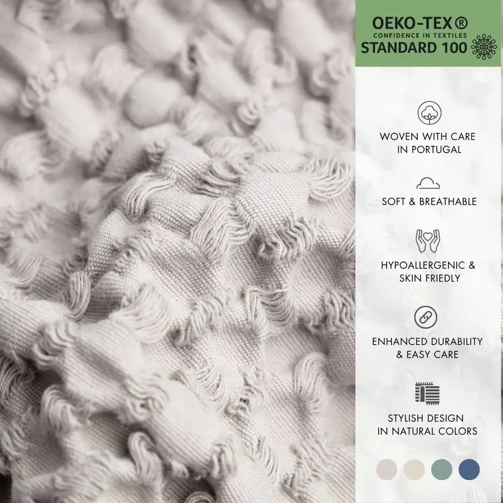 Throw blankets - Organic Cotton Knitted Throw Blanket. Gray - SOWL