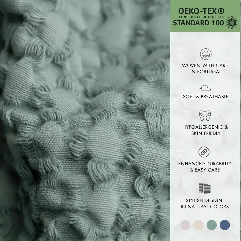 Throw blankets - Organic Cotton Knitted Throw Blanket. Green - SOWL