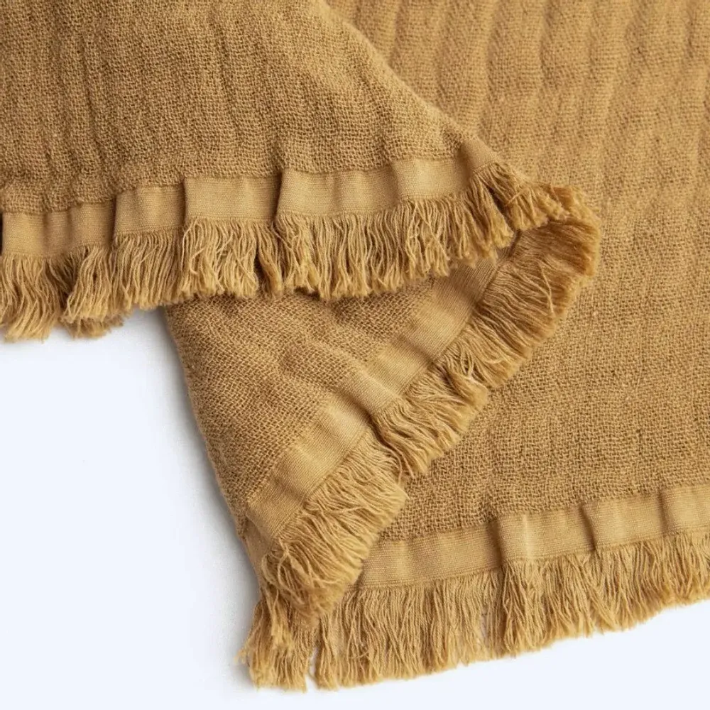 Throw blankets - Organic Cotton Quilt. Saffron - SOWL