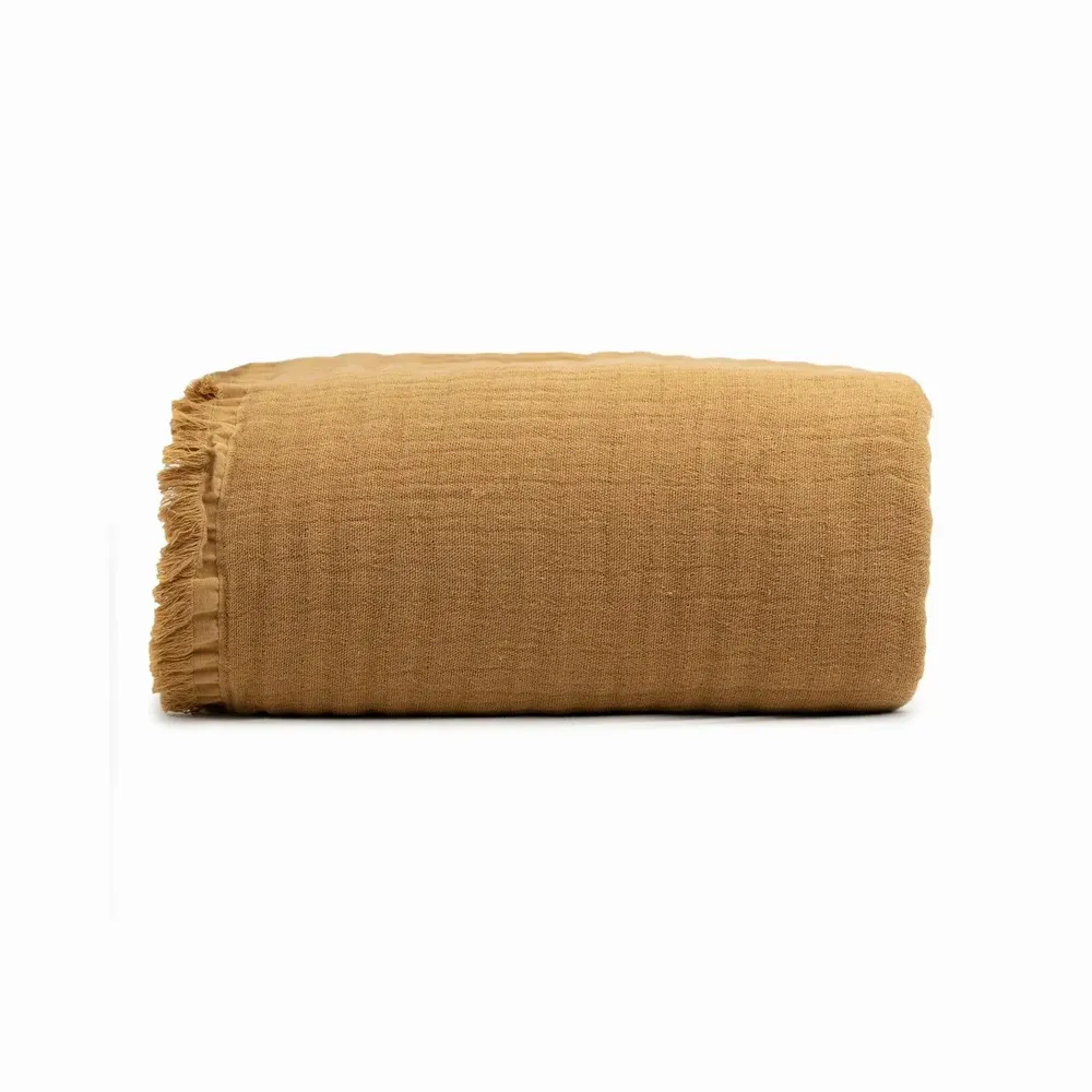 Throw blankets - Organic Cotton Quilt. Saffron - SOWL