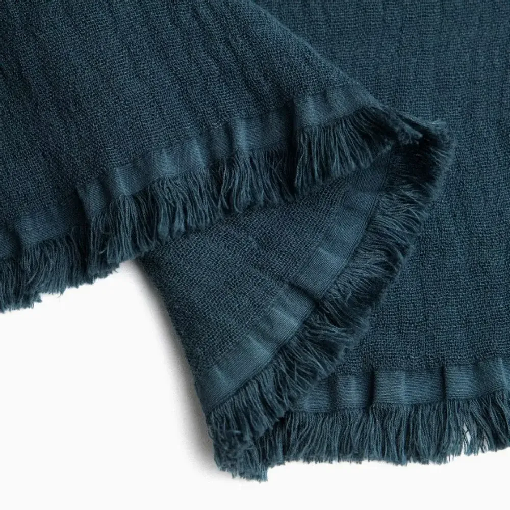 Throw blankets - Organic Cotton Quilt. Dark Blue - SOWL