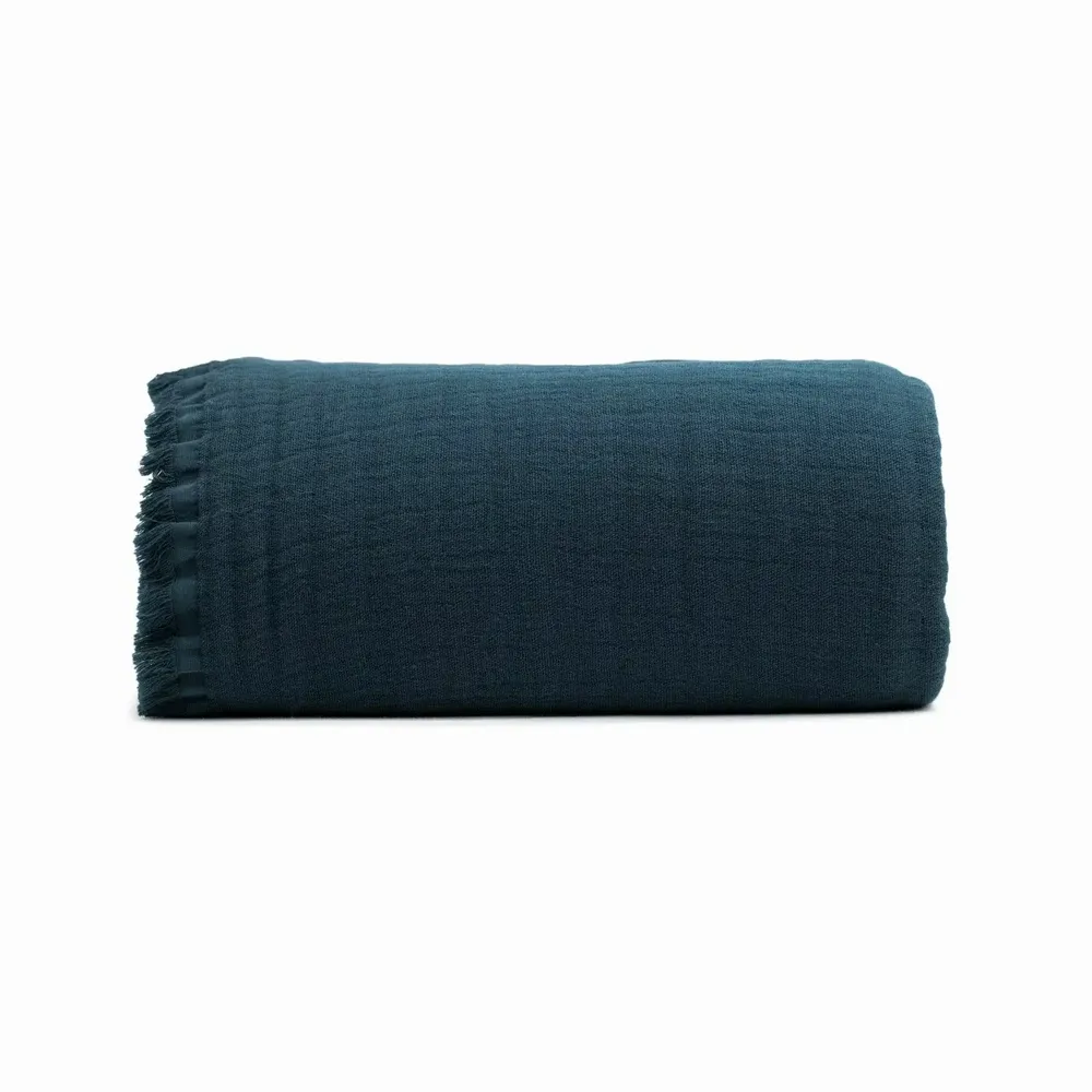 Throw blankets - Organic Cotton Quilt. Dark Blue - SOWL